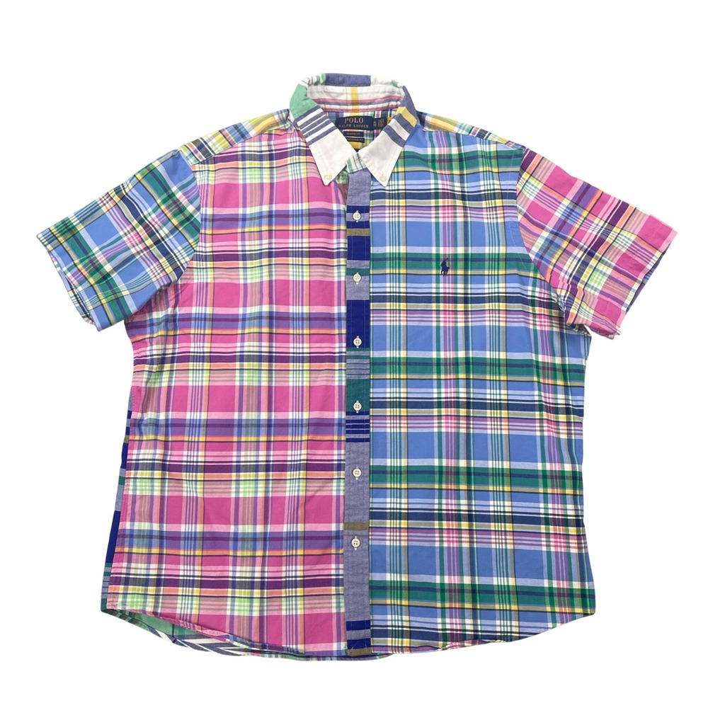 Polo Ralph Lauren Plaid Oxford Fun Shirt Mens XL Patchwork RL Untucked Fit